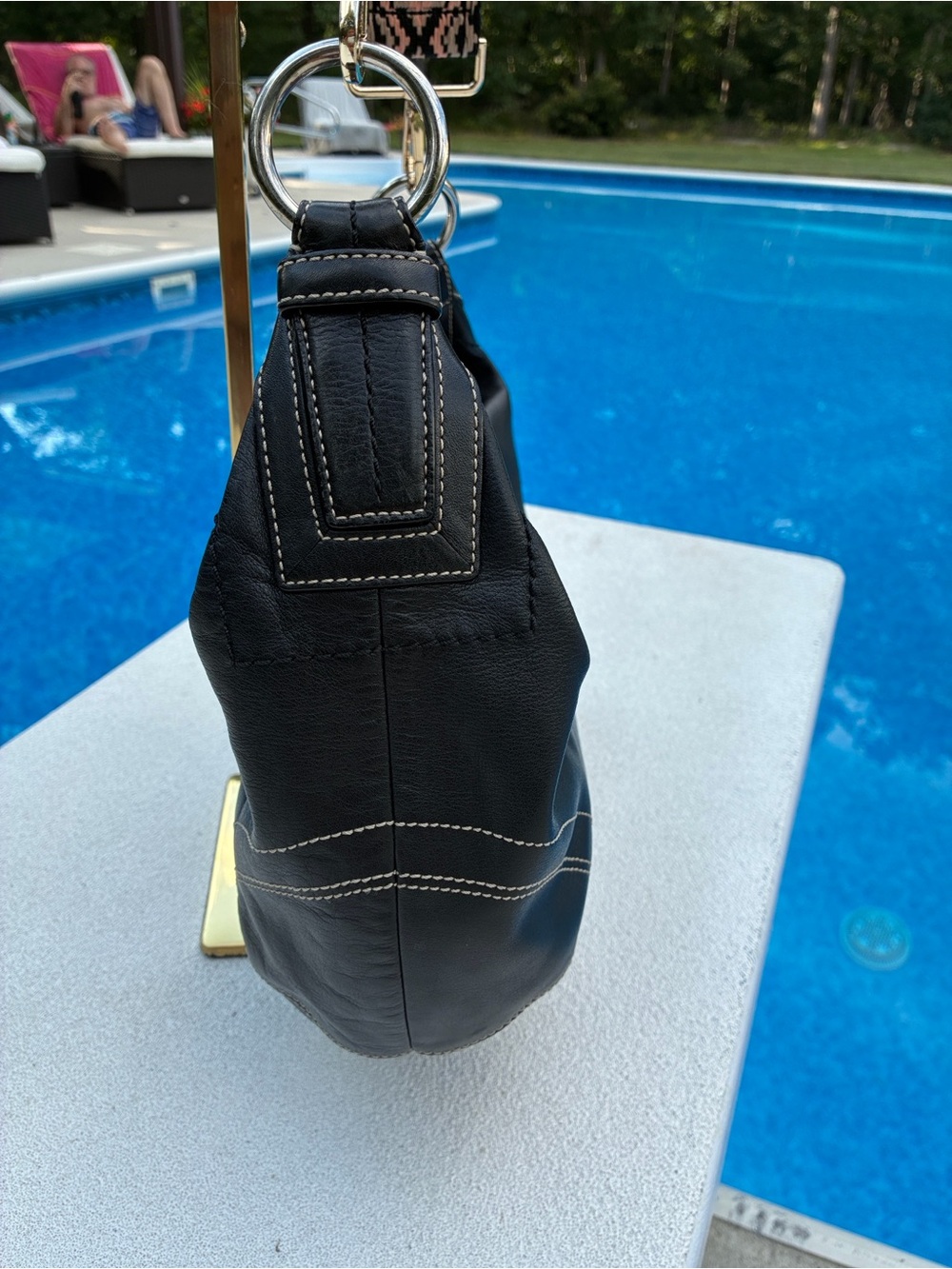Coach Soho 10032 Black Leather Hobo Shoulder Bag Contrast Stitching Y2K - Picture 4 of 15